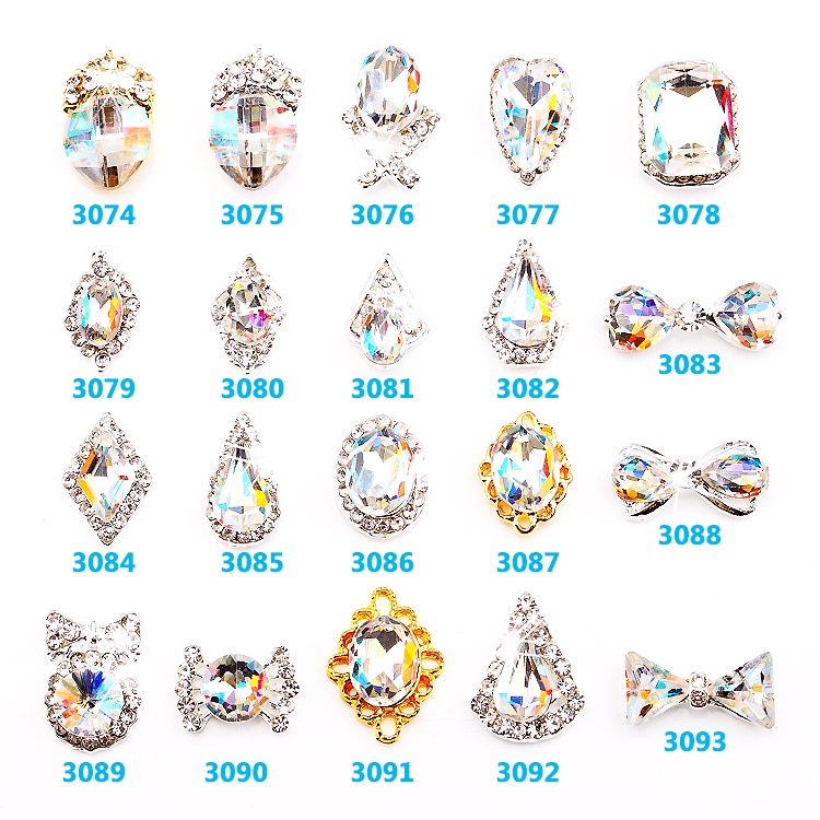 100Pcs Glitters Rhinestones Nagels Strass Para Unhas Ail Art Gereedschap Kristal Glas Sieraden Nagels Decoratie #3074-3093-1212