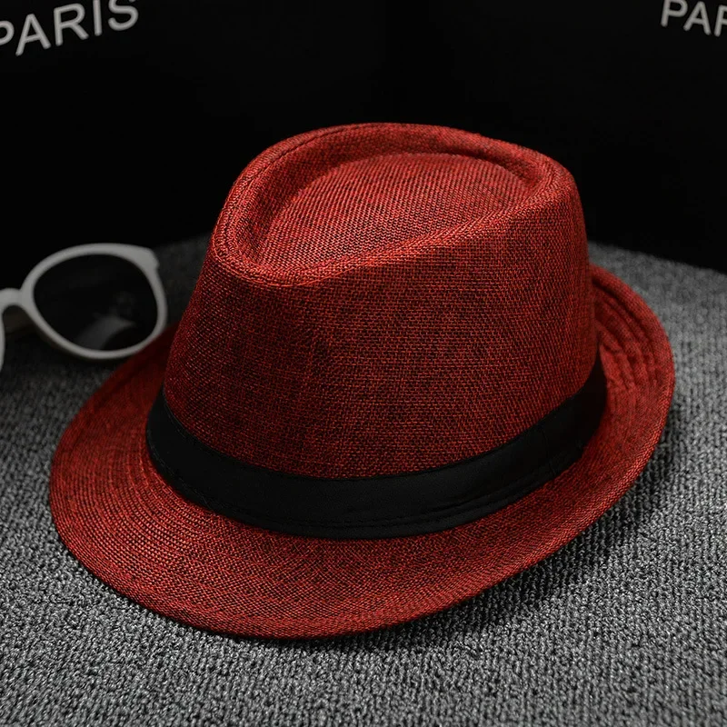 Zomer Fedora Hoed voor Mannen Modieuze Elegante Vintage Zwarte Vrouwen Wit Rode Rand Panama Top Jazz Strand Unisex Klassieke Cap