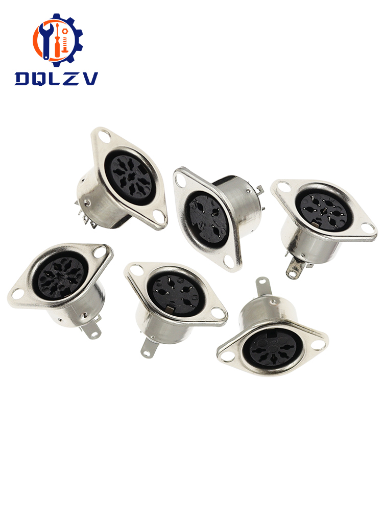 Metal 3 4 5 6 7 8 Pin DIN Female Socket Hulled Panel Mount Chassis Connector Soldering Iron