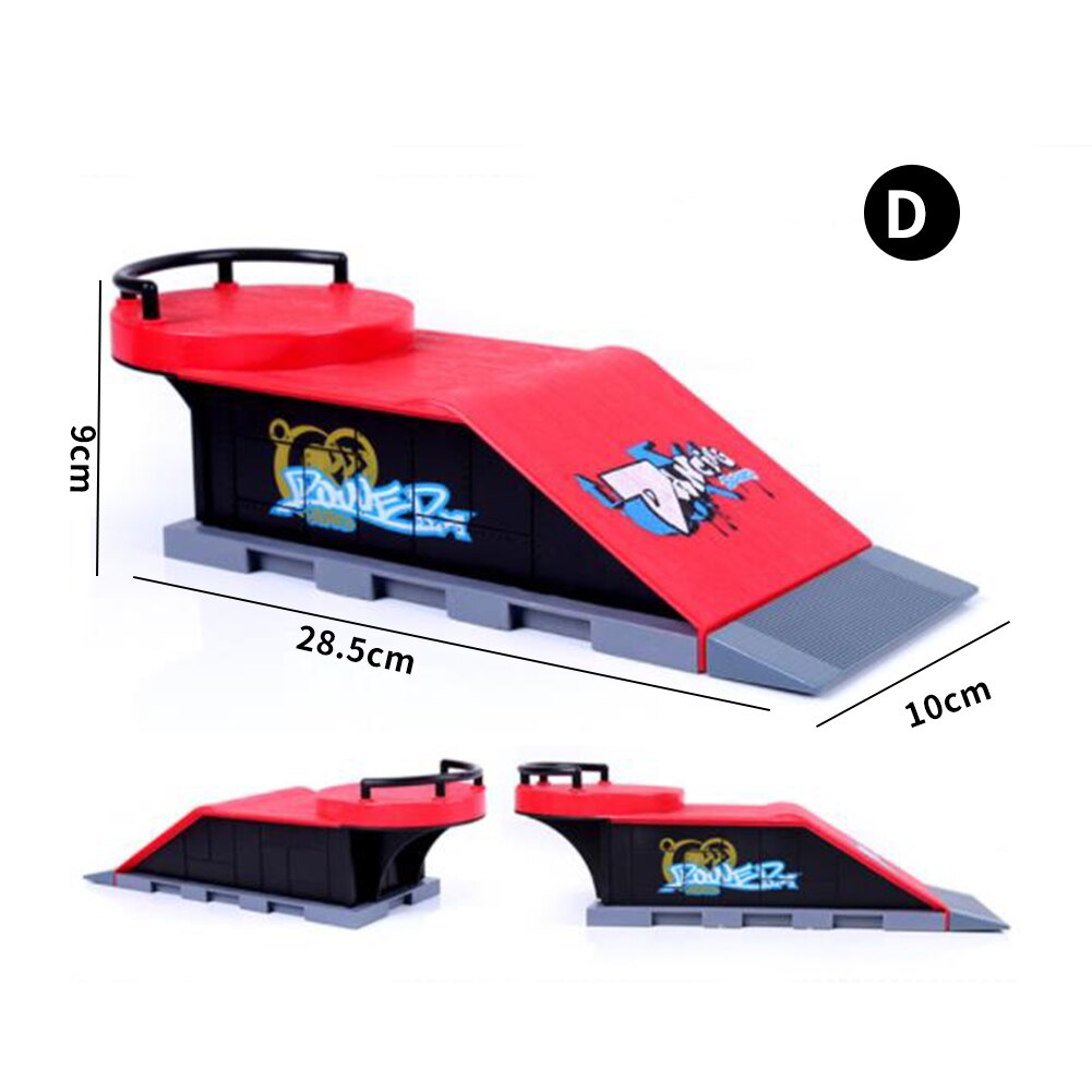 Finger Skateboard Set - Mini Park Ramp Track - ABS Plastic - 28x11x18cm - Removable Deck: D