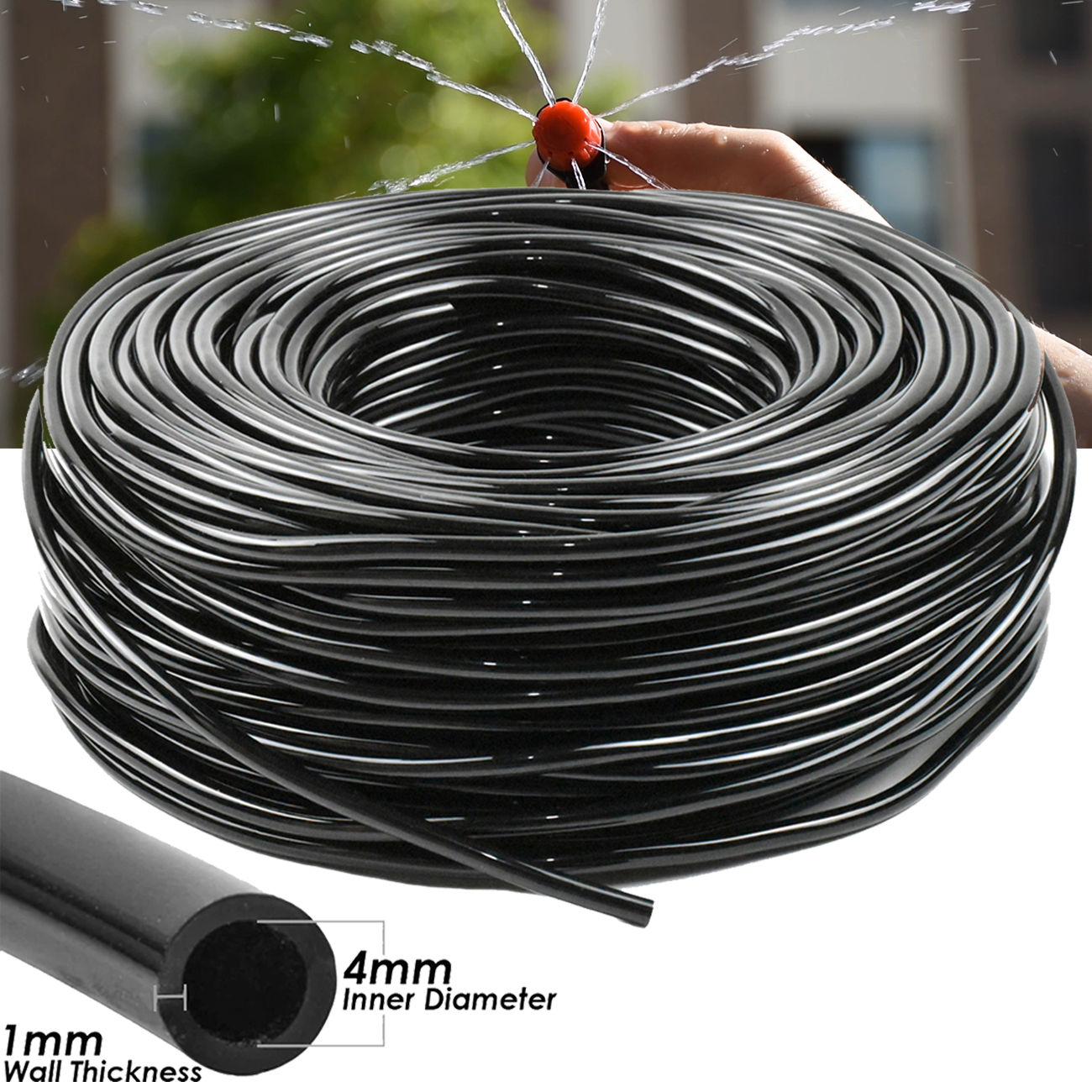 KESLA 5M-30M Gartenbewässerung draussen Beschlagen Kühlsystem Bewässerung 1/4'' Durcheinander Zerstäuberdüsen 4/7mm Schlauch Terrasse Gewächshaus