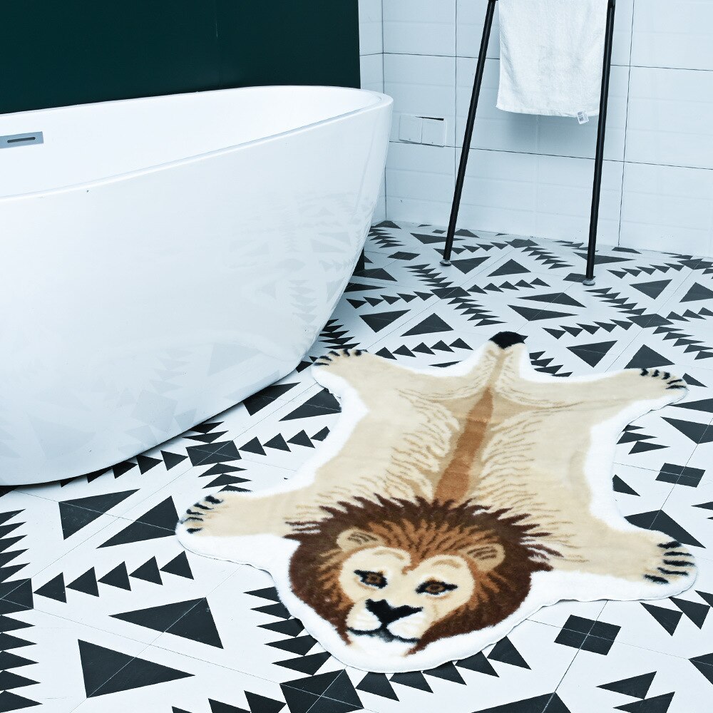 Rug Panda Leopard Tiger Giraffe Lion Shape Carpet Antiskid Carpet Furry Fluffy Bedroom Living Pad