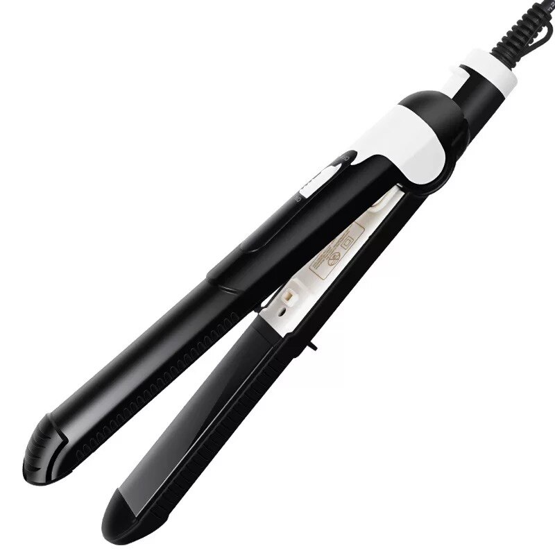 3 Style Hair Straightener Hair Curler Ceramic Hair Flat Iron Hairs Straightening Corrugated Styling Tool Portable: black / EU