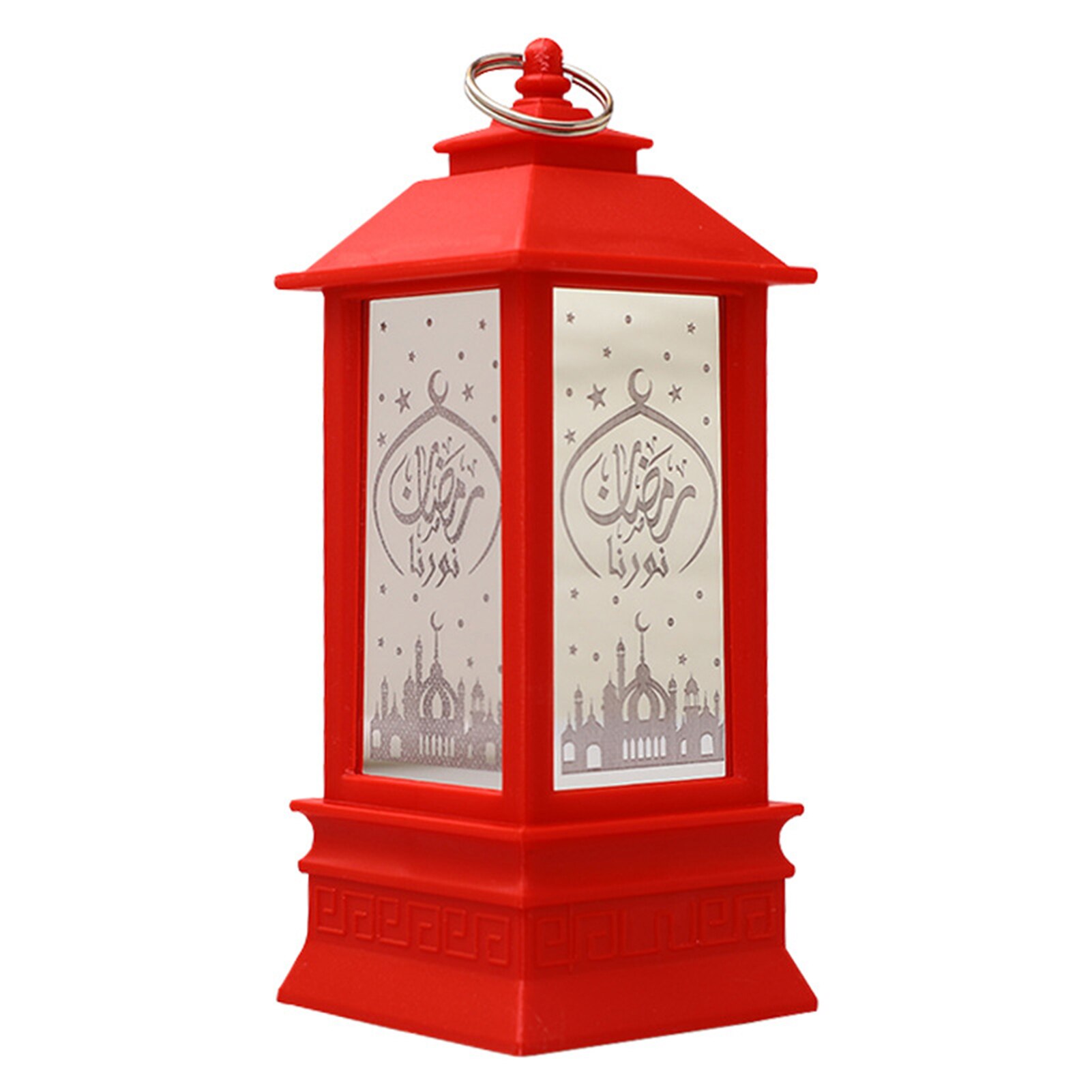 Ramadan Lantern Lamp Retro Style Eid Mubarak LED Lights Ornaments Party Hanging Decor For Home DC112: Red L