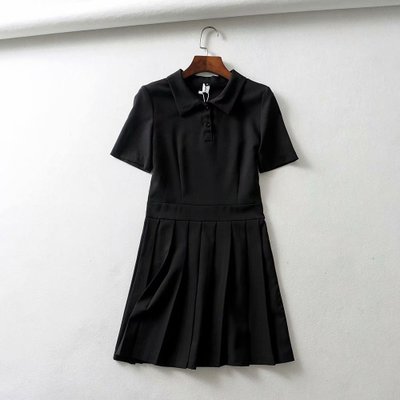 Pige tenniskjole kort hurtigtørrende uniform undertøj shorts høj talje plisseret kjole badminton cheerleader: Sort / M