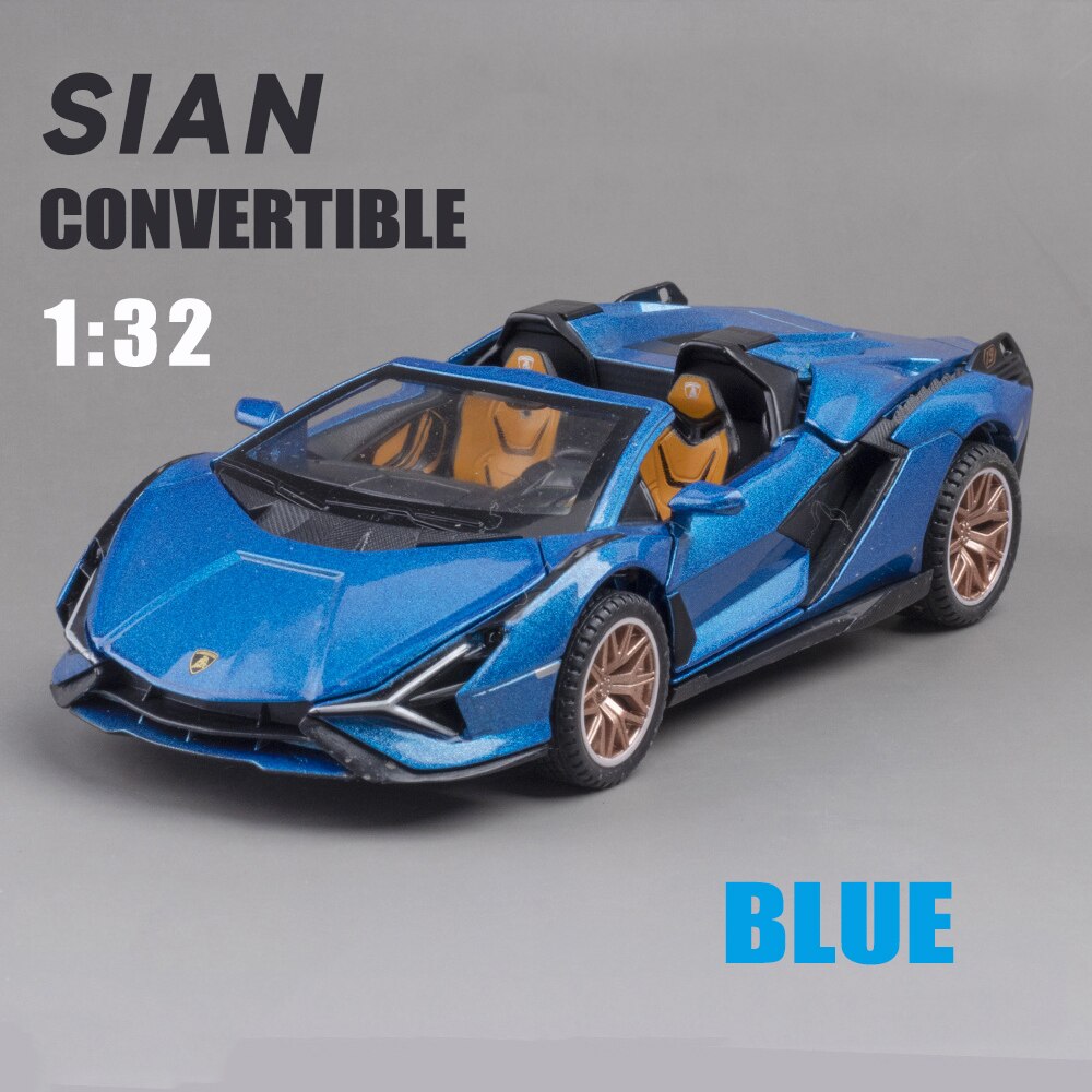 Miniatura Diecast 1:24 modello di auto in lega siano FKP37 Supercar collezione di veicoli in metallo per regalo per bambini giocattolo di compleanno bambini ragazzi: 1 32Convertible Blue