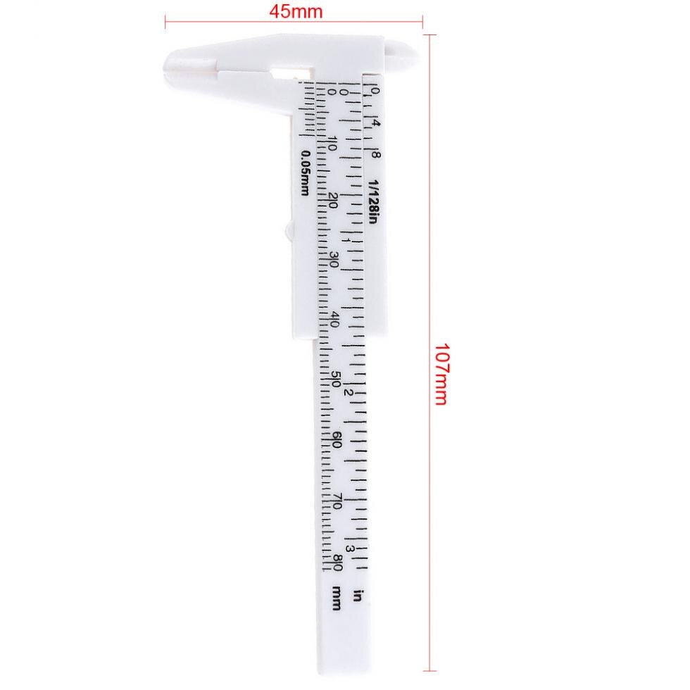 0-80mm Double Scale White Plastic Vernier Caliper with White Mini Measurement Tool for Students/Antique Measurement