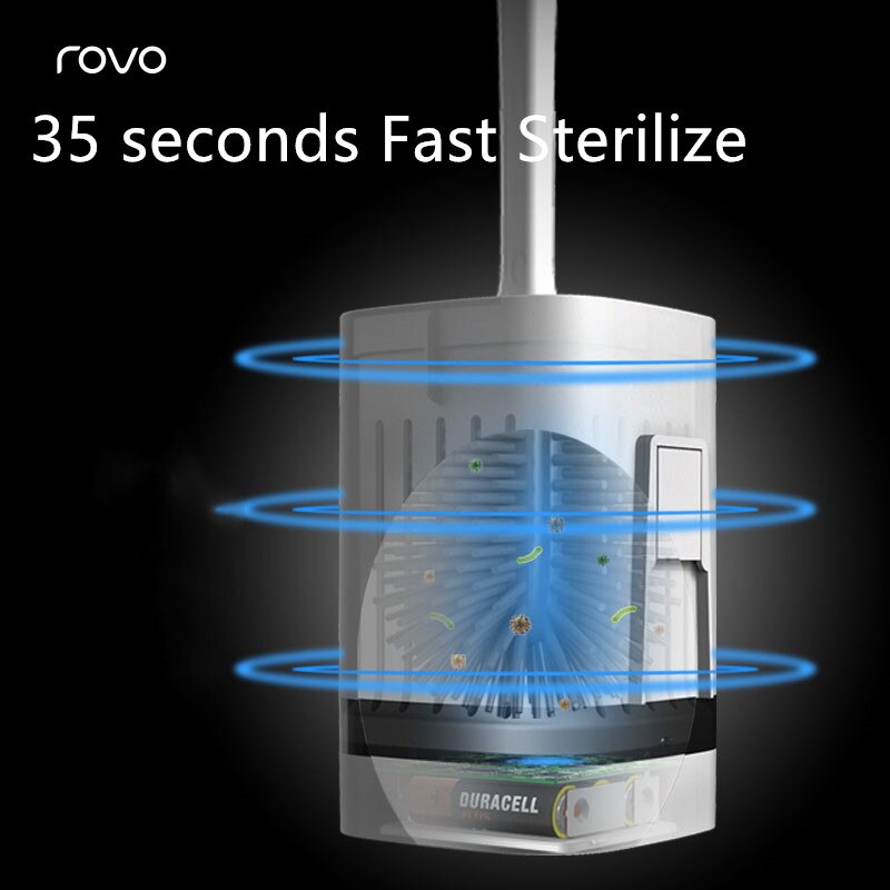 ROVO Intelligent brosse de toilette électrique Rechargeable puissant longue poignée brosse de toilette pour 35s désinfection stérilisateur