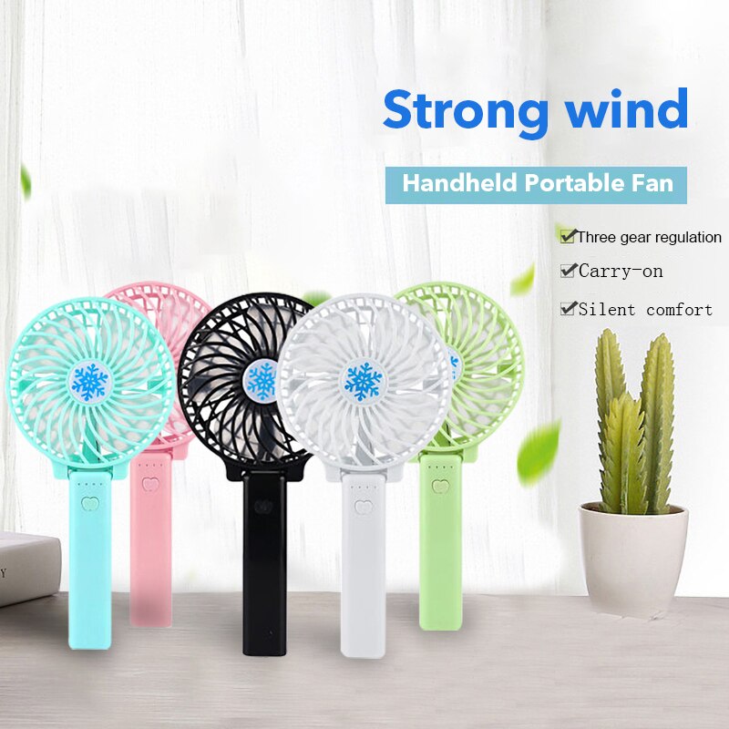 1pc mini håndholdt stærk vind fan abs bærbar ventilator til kontor udendørs husholdningsrejser