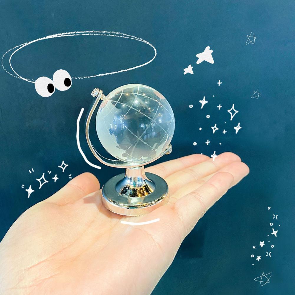 Round Earth Globe Durable Transparent Crystal Earth Globe Artificial Crystal Sphere Ball