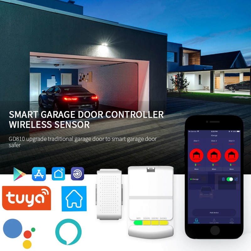 Tuya Smart Life WiFi Smart Roll Up Door Smart Remote Opener Timer Smart Garage Door Switch Voice Control Work With Alexa Google
