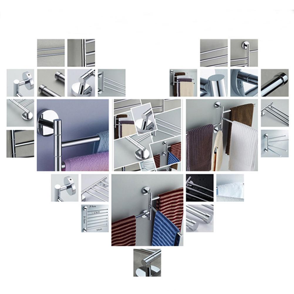 Badkamer Handdoekenrek Roterende Handdoekhouder Wall Mounted Handdoek Hanger Rvs Swivel Rack 2/3/4 Bar Badkamer Plank rail