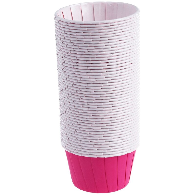 100X Paper Baking Cup Cake Cupcake Cases Liners Muffin Dessert Wedding Party, Rose Red &amp; White