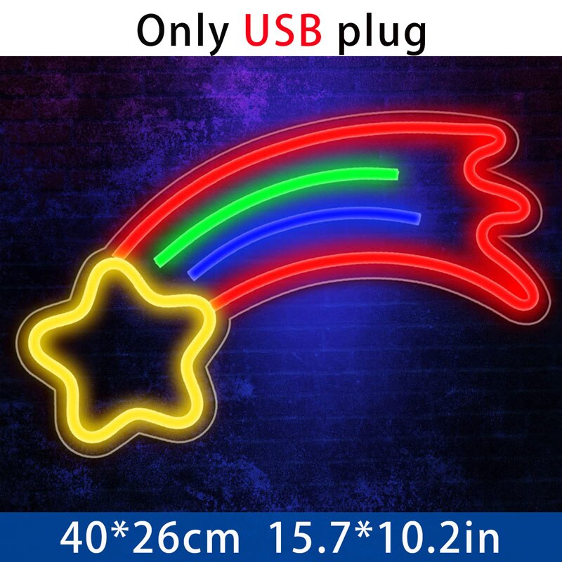 BIG SIZE Led Neon Night Sign Rainbow Neon Light Signs Wall USB Operated Butterfly Lamp Neon Lights for Room Bedroom Decor: Rainbow4