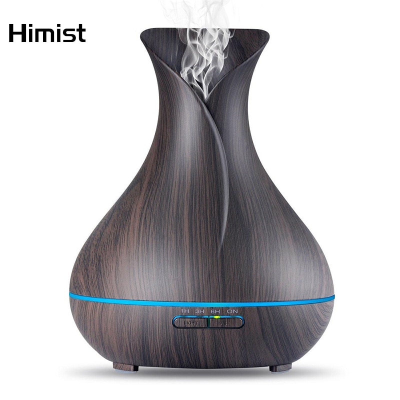 Vase Shape Essential Oil Diffuser 500ML Air Humidifier Wood Grain 7 Color LED Light Ultrasonic Cool Mist Maker Aroma Diffuser