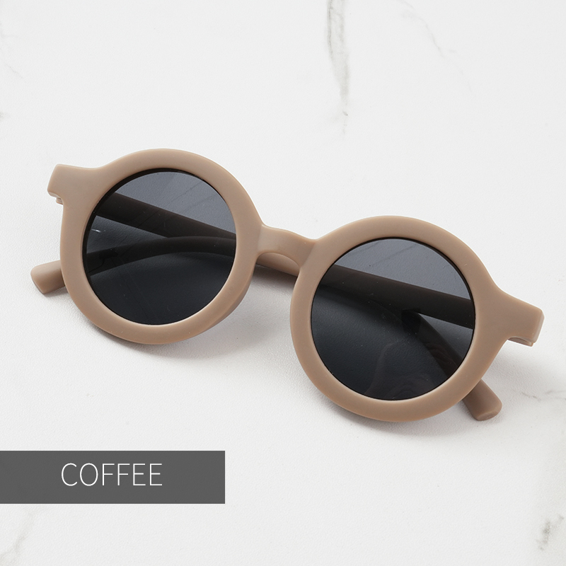 Baby sunglasses matte children's sunglasses trendy round frame retro mocha colored glasses anti purple line: Clear