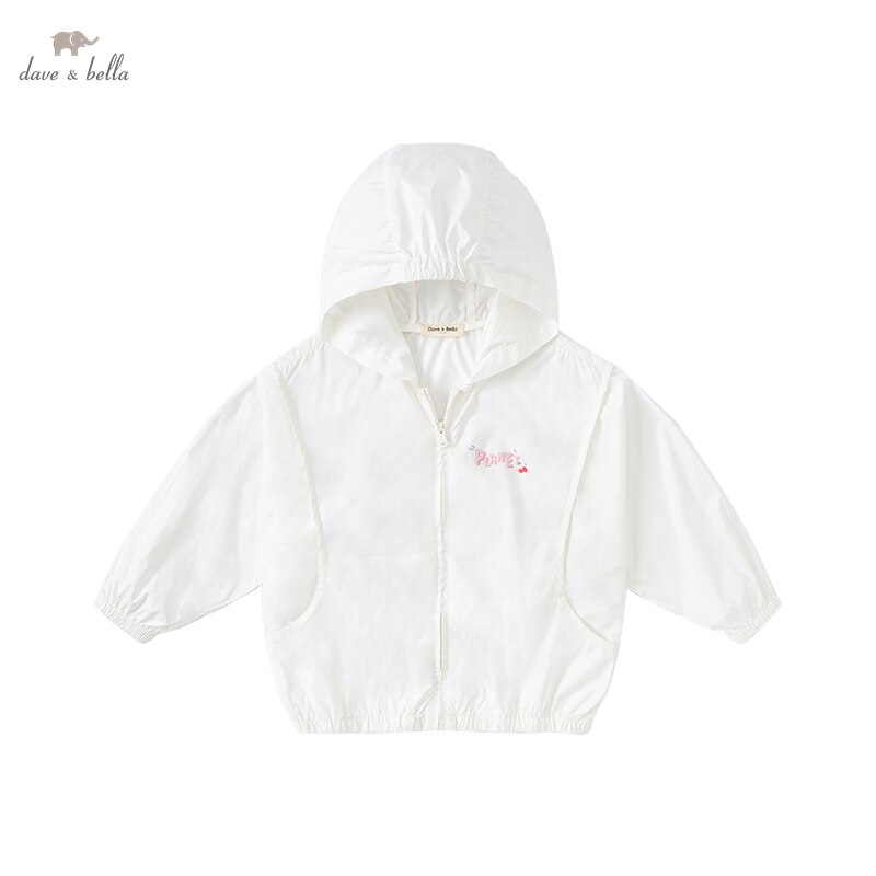 DK2221350 Dave Bella Zomer Kids Meisjes Solid Zipper Zakken Casual Jas Kinderen Leuke Tops Bovenkleding