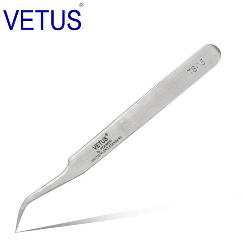 Vetus Ts Rvs Wimpers Pincet Anti-Statische Professionele Volumn Wimper Extension Wenkbrauw Make-Up Tool: TS15