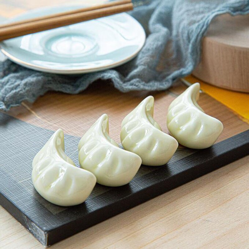 Juego de 4 unids/set de soporte de palillos de cerámica para el hogar, vajilla de cocina, simulación de Dumplings, soporte para palillos