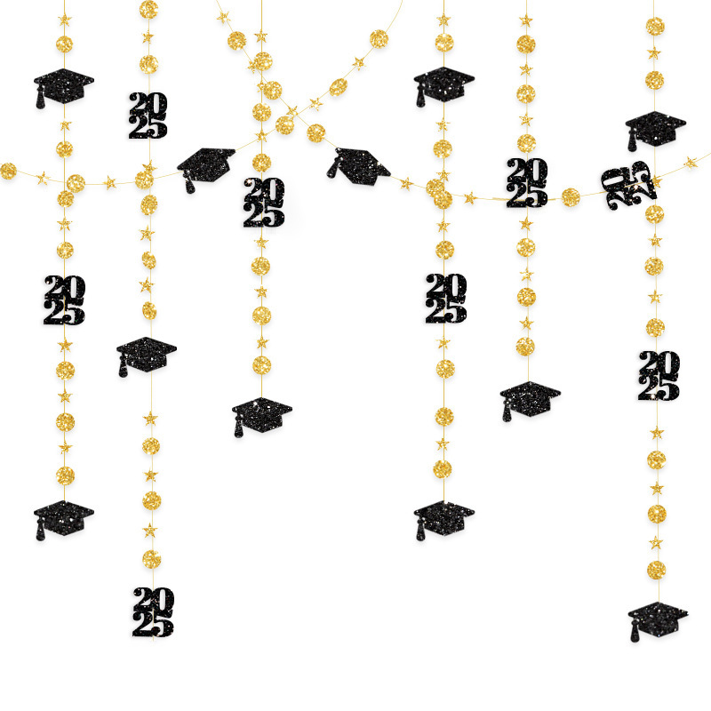 Guirnaldas de graduación de oro y negro con purpurina de 4M, adornos colgantes para de graduación 2025, decoración del hogar: Verde menta