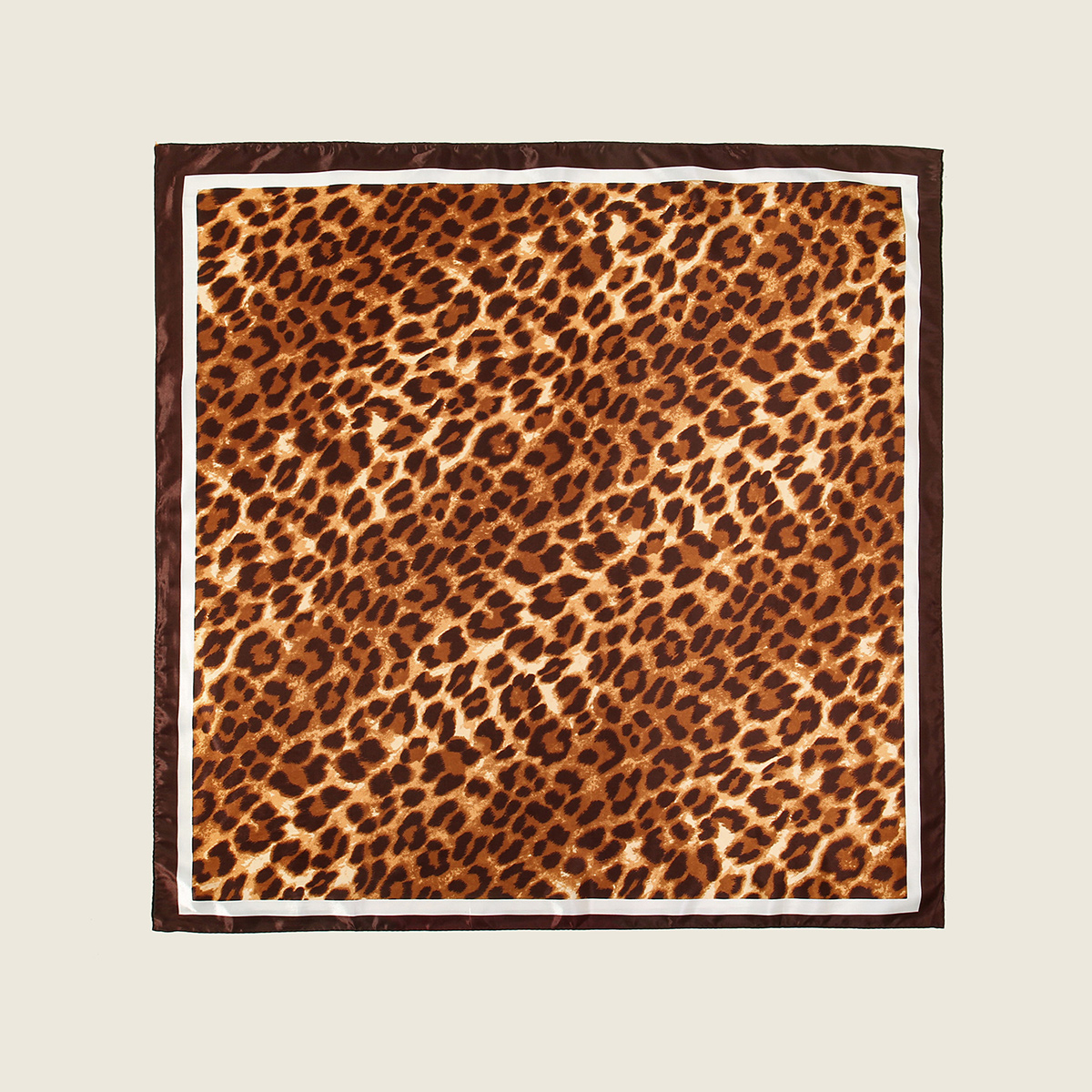 Seidenschal mit Leopardenmuster für -Luxusmarke, Halstuch, Hals, Kopf-/Haarschals, Bandana, Taschentuch, Kopftuch, 90 x 90 cm: Beige