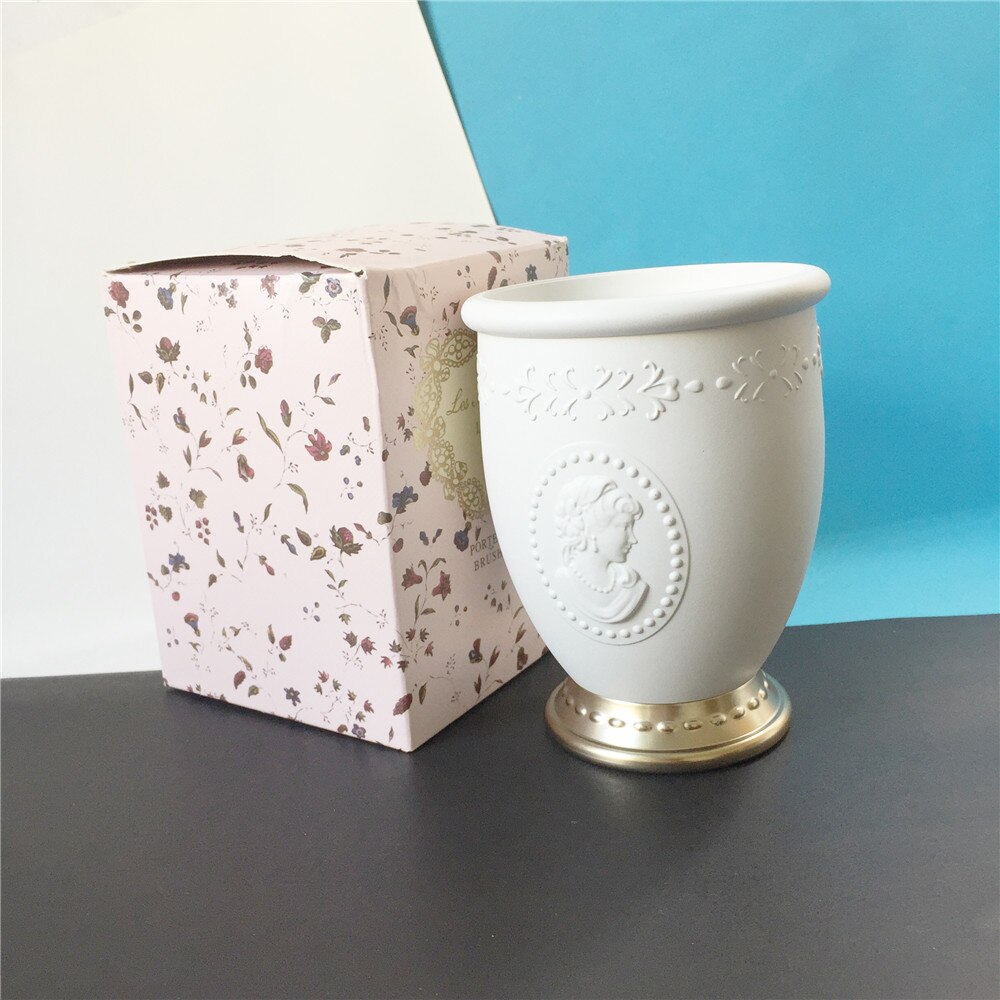 LesM Laduree Queens porte-pinceau-blanc/rose luxueux pinceaux de maquillage conteneur de rangement: HOLDER-White