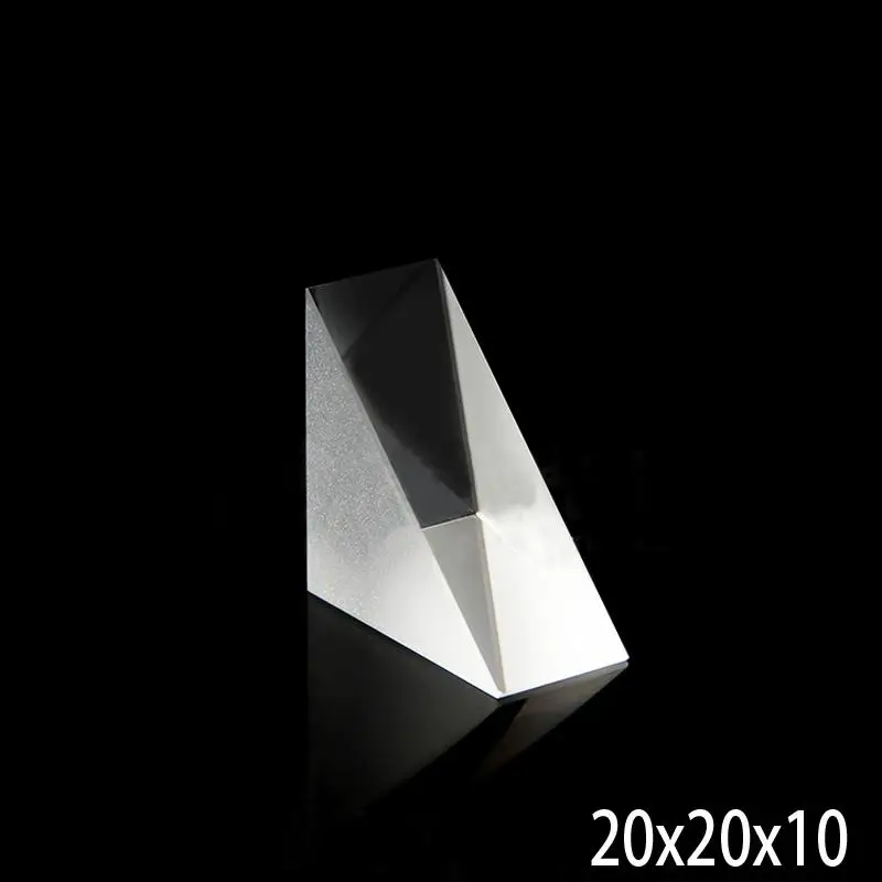 Verre optique triangulaire, 20x20x10mm, Lsosceles, Angle droit, lentille prisme K9, spectre lumineux, médecine physique