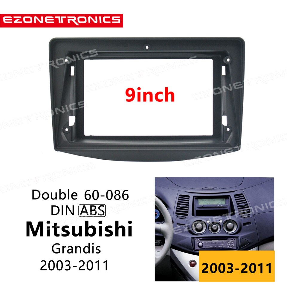 2Din Car DVD Frame Audio Fitting Adaptor Dash Trim Kits Facia Panel 9inch For Mitsubishi Grandis 03-11 Double Din Radio Player: Default Title