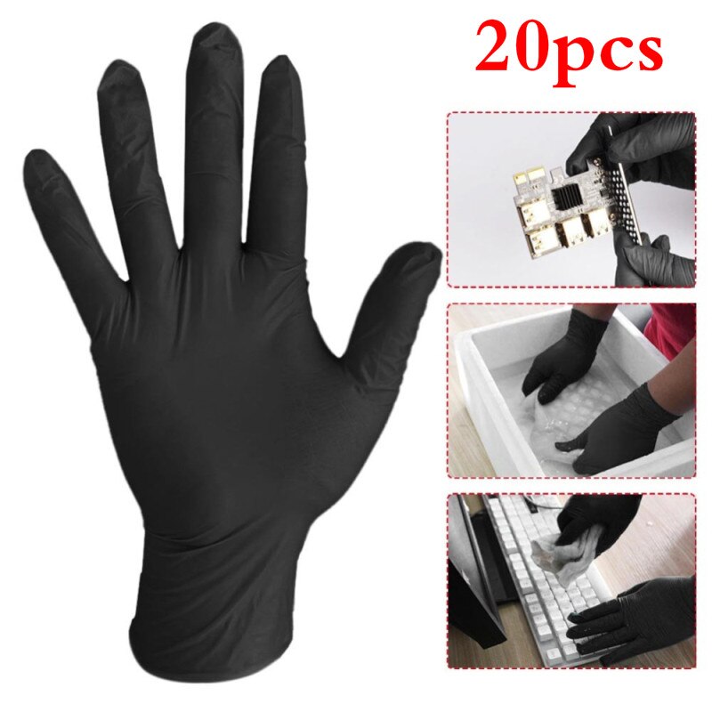 Fast Ship! 100Pcs Nitrile Gloves Black and Blue Disposable Gloves for Household Cleaning / Rubber/ Universal Garden Gloves bj: black 20pcs / XL