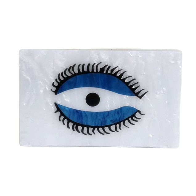 18X11 cm Pearl With With Blue Evil Eye Acrylic Box Clutches Women Female Shoulder Evening Travel Beach Summber Lady Handbags