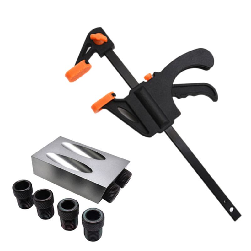 8 unids/set carpintería Kit con portapiezas con orificios 6/8/10mm 15 adaptador de ángulo de grados guía de broca madera adaptador DIY carpintería ToolsHot