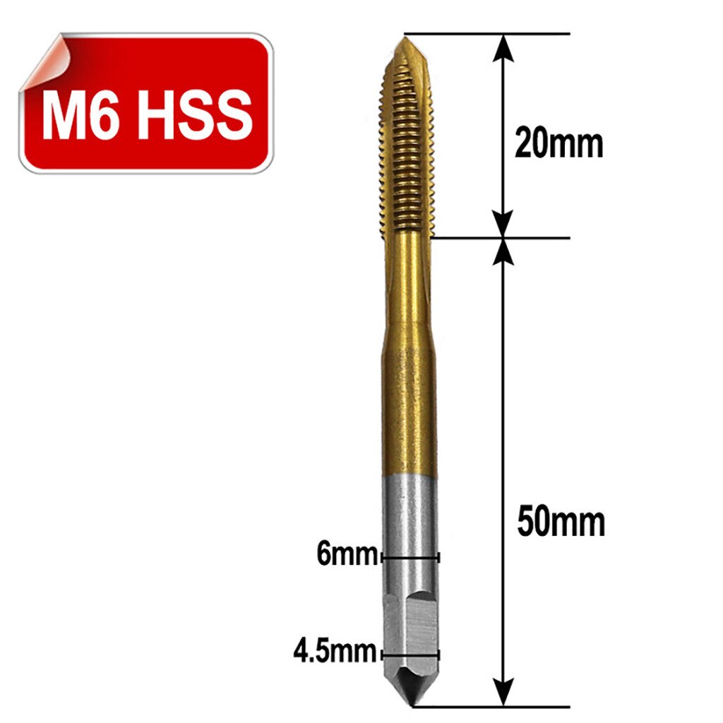 Tool 5 Stks/set Metric Straight Fluit Hss Draad Schroef Tap Plug Hand Tap Drill1.76 M3/M4/M5/M6/M8