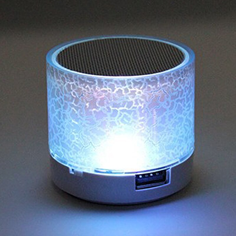Altavoces Bluetooth grietas portátiles Mini inalámbrico LED USB Radio FM MP3 Subwoofer resplandeciente Tarjeta de disco altavoz de sonido casa, Estudio de coche