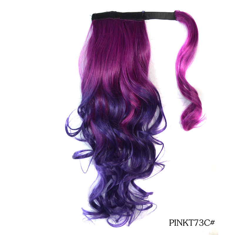 Jeedou Ponytails Wrap Around Ponytail Extension Wavy Synthetic Hair 45cm Balayage Ombre Color Messy Bohemian Style