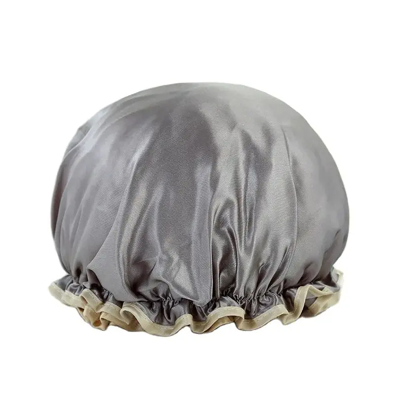 Waterproof Bath Hat Bathroom Shower Hair Cover Women Supplies Shower Cap Adult Shower Bath Bathing Caps Bathroom Accessories: GRAY
