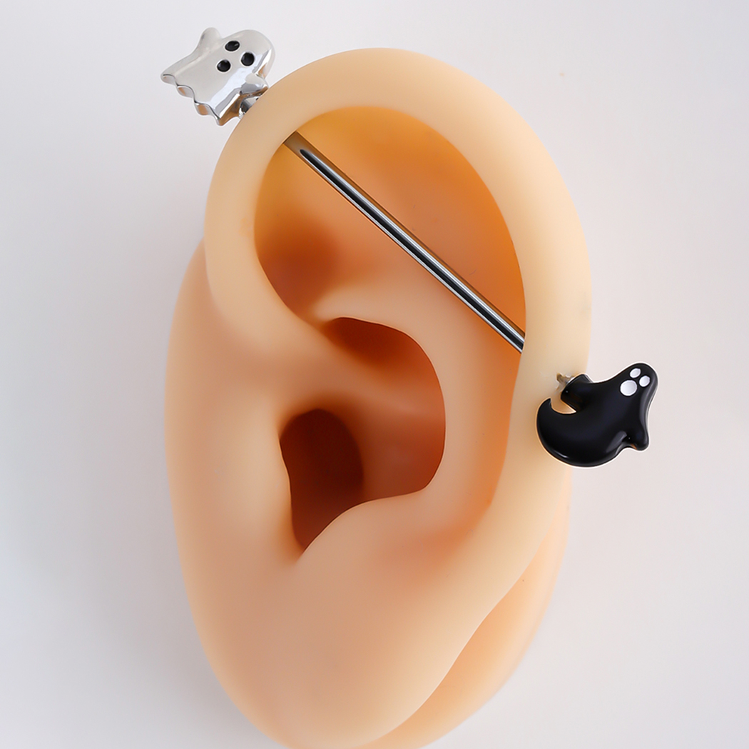 Jhjt 14G Ghost Industriële Piercing Roestvrij Staal Katilage Oorbel Oor Piercing Lichaam Sieraden Halloween