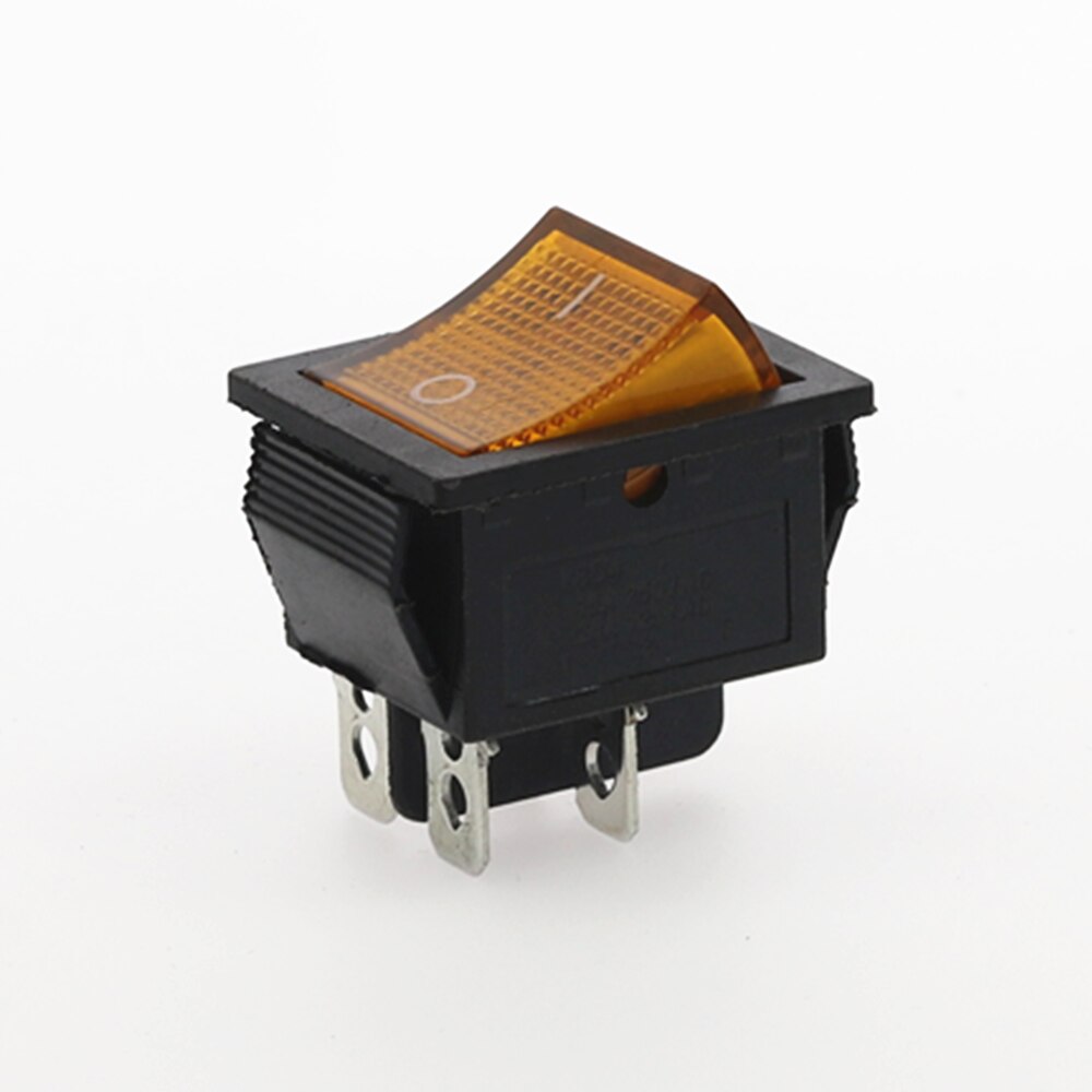 5Pcs KCD4 Rocker Switch Power Switch Self-Lock 2 Position 4 Pins With Light 15A 250VAC/20A 125VAC 32*25mm: Yellow