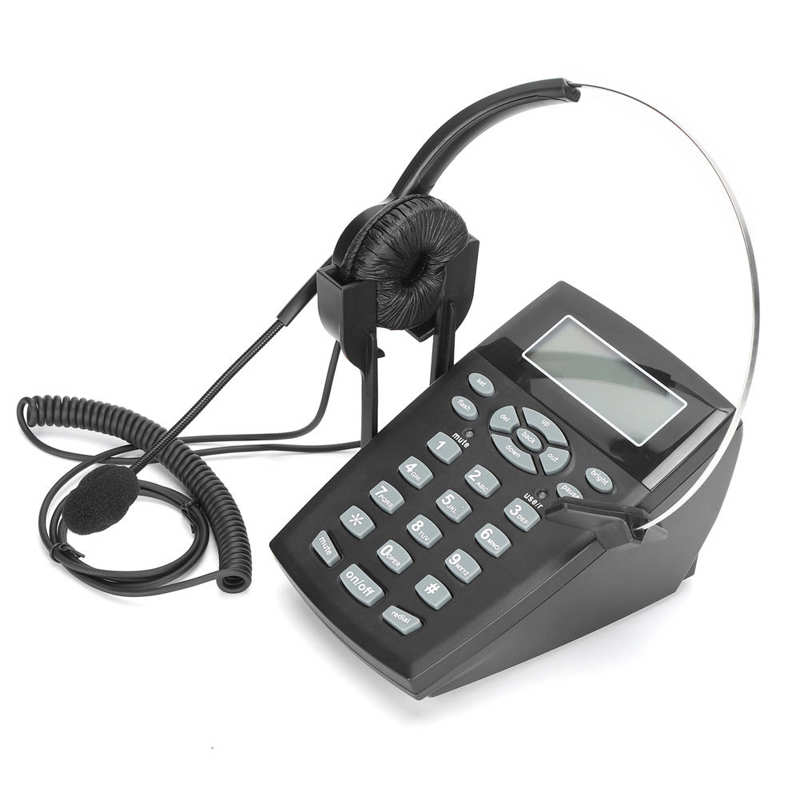 HT810 Call Center Wired Telephone with Omnidirectional Headset Durable Telephone with Headset Set for Office