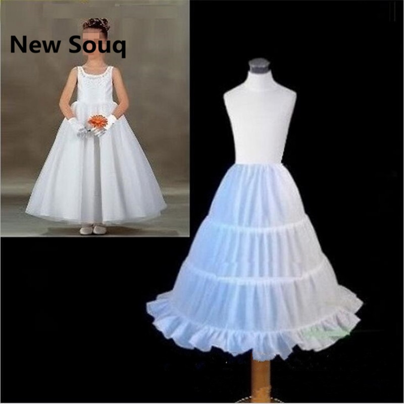 Kids Underskirt Children Petticoat 3 Layer Ballet Petticoat White Long Crinoline Flower Girl Dress Petticoat