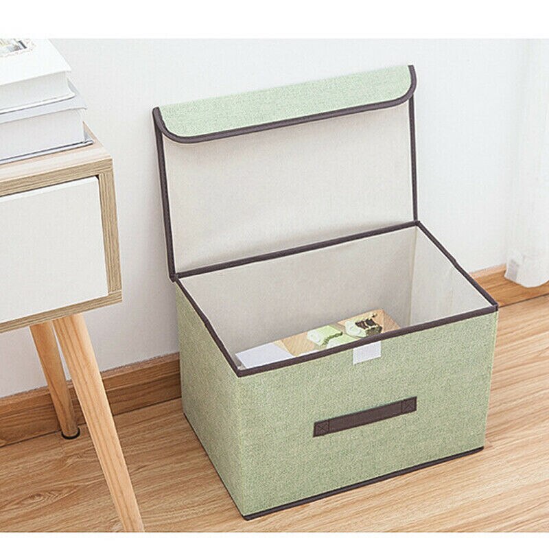 Caja de almacenamiento de cubos para el hogar, ropa interior, calcetines, organizador de guardarropa, cesta plegable de Color sólido, contenedor con tapa en 3 colores