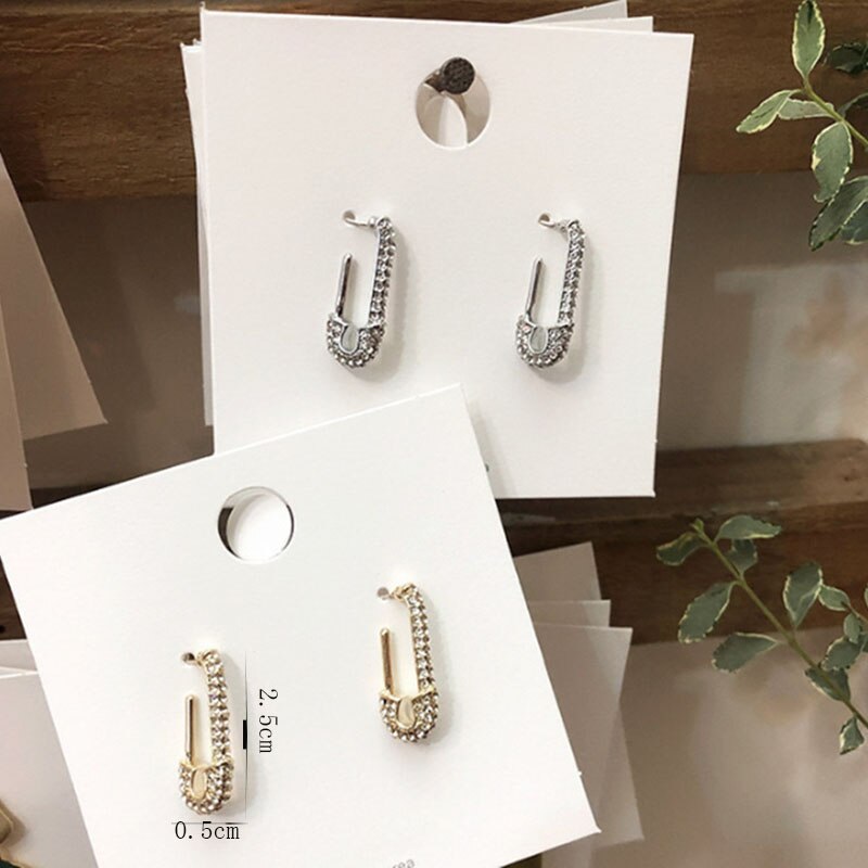 Trendy papirclips sikkerhedsnål øreringe kvinder bling guld metal bryllup statement øreringe smykker øre manchet tilbehør