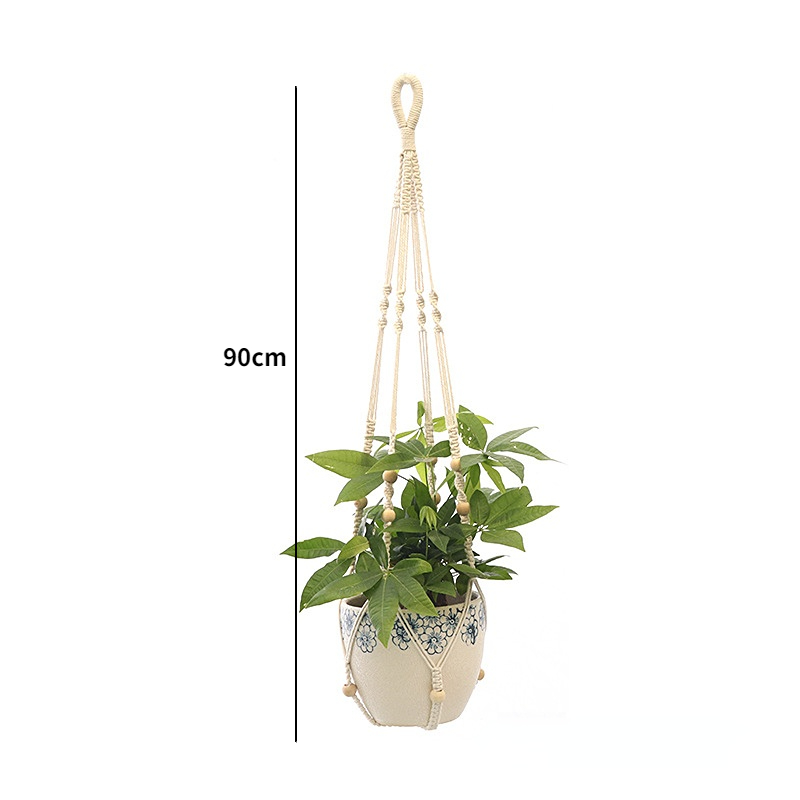 Tuinplant Hangmanden Bloempot Handgemaakte Macrame Geknoopt Touw Bloempot Boheemse Stijl voor Thuis Balkon Decoratie: Bruin