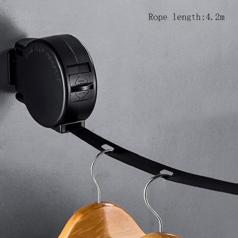 4.2m Indoor Invisible Clothesline Balcony Clothes Line Retractable Clothesline Rope With Hanger Hole Drying Rack No Drilling