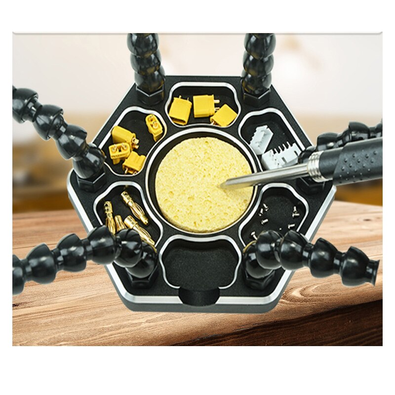 Soldering Helping Hands Third Hand Soldering PCB Holder Tool with USB Flashlight Magnifying Welding Station Tool for DIY RC Toys