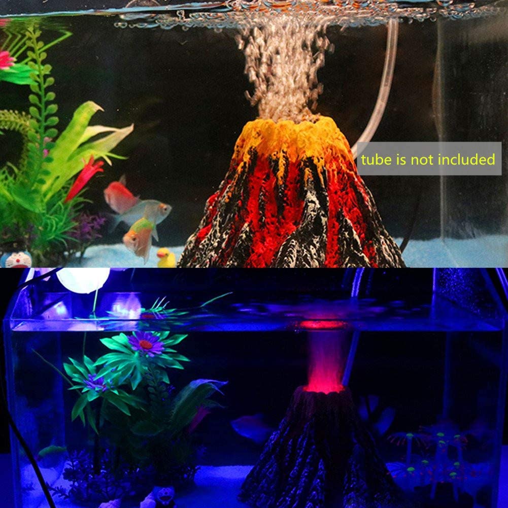 Kit de decoración de acuario volcán, foco LED colorido y bonito, Burbuja de piedra de acuario para decoración de Acuarios y Peceras