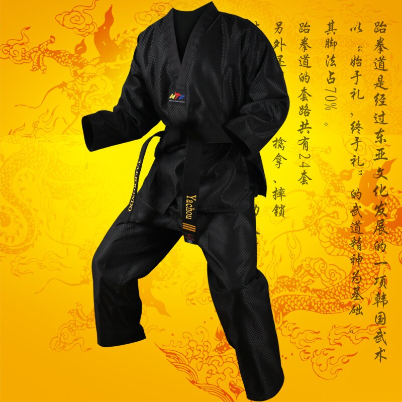 Black Taekwondo Uniform Adult Men’s and Women’s Uniform Embroidered Taekwondo Uniform Chinese Style Suit