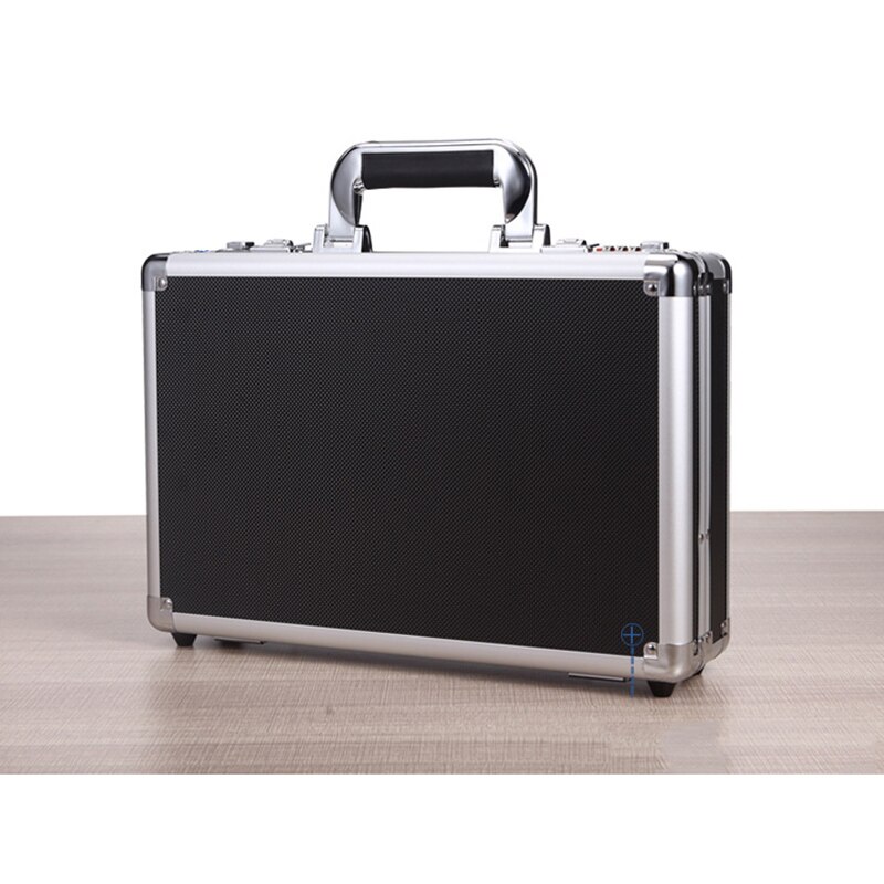 360*240*100mm Aluminum Alloy Tool Box Portable Password Hardware Toolbox Impact Resistant Safety Case: Black