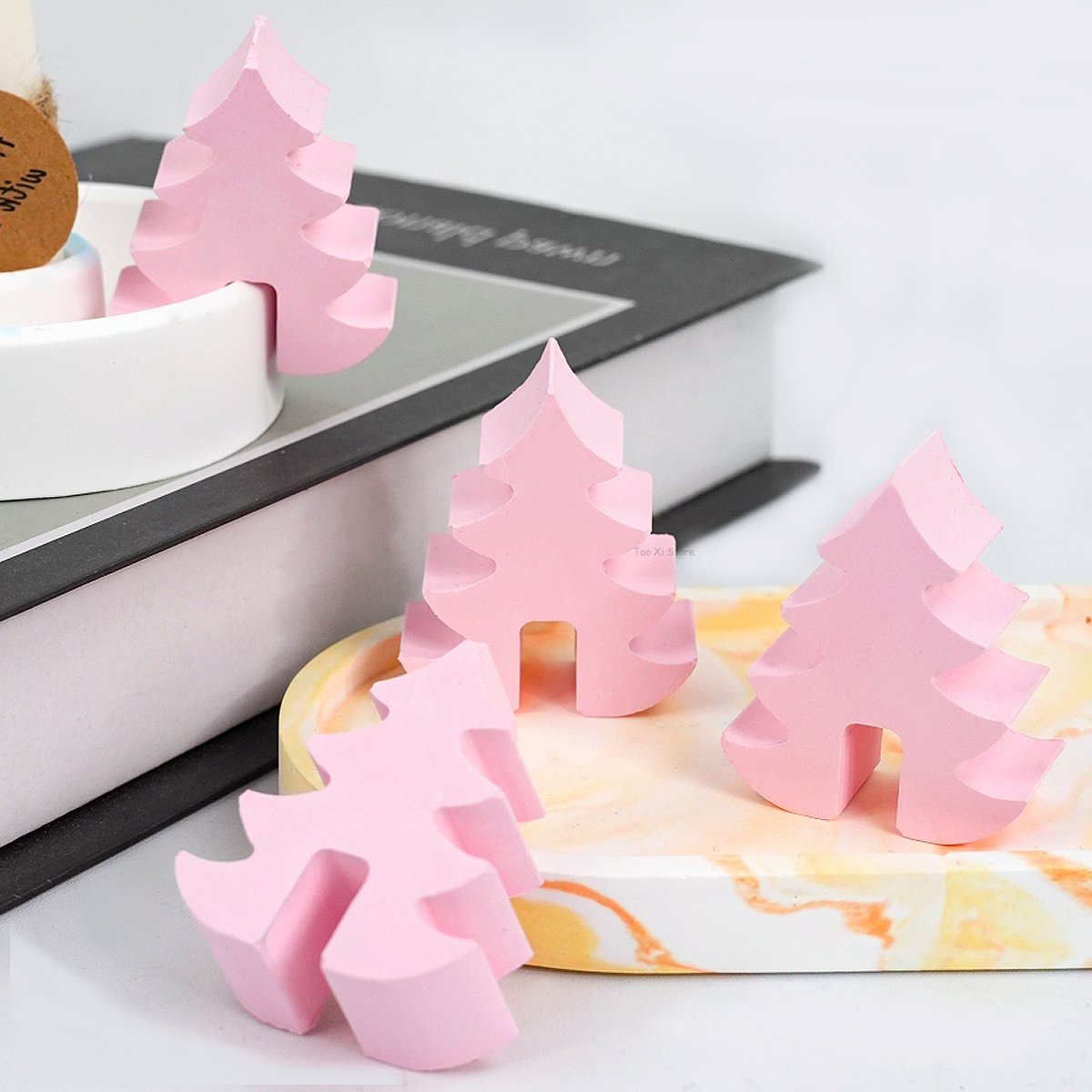 4-gaats kerstboom kandelaar siliconen mal DIY handgemaakte aromath kaars mallen gips hars kaarshouder ambachten maken gereedschap