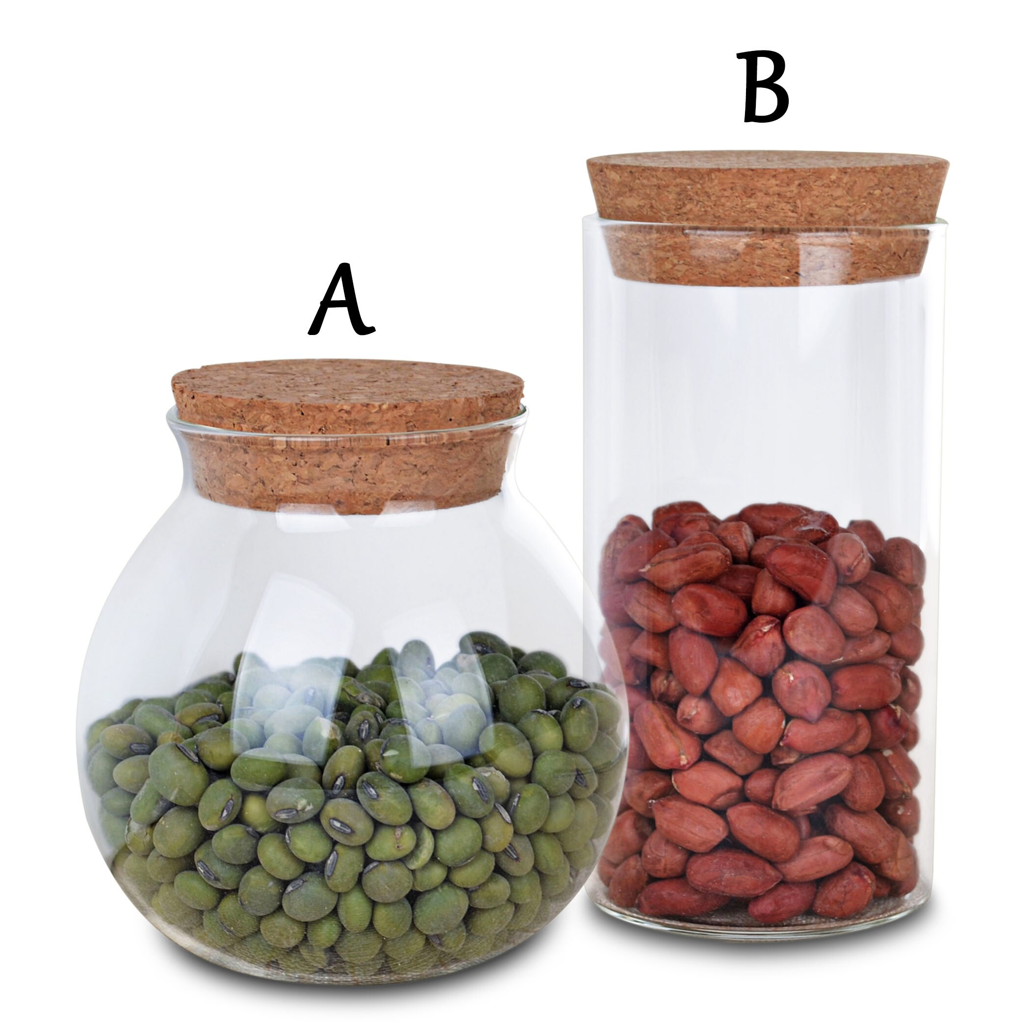 Pantry Organization and Storage Jars Glass Kitchen Food Containers w/ Wooden Lid