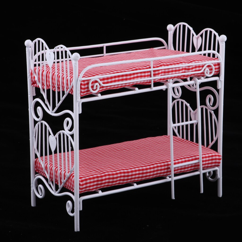 1/12th Poppenhuis Slaapkamer Meubels Fijne Metalen Stapelbed Met Ladder Kamer Scene Decor